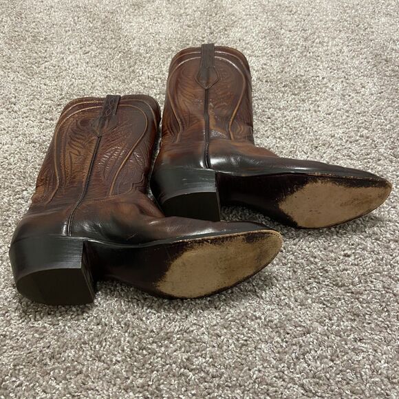 Lucchese San Antonio Brown Leather Boots - Picture 4 of 9